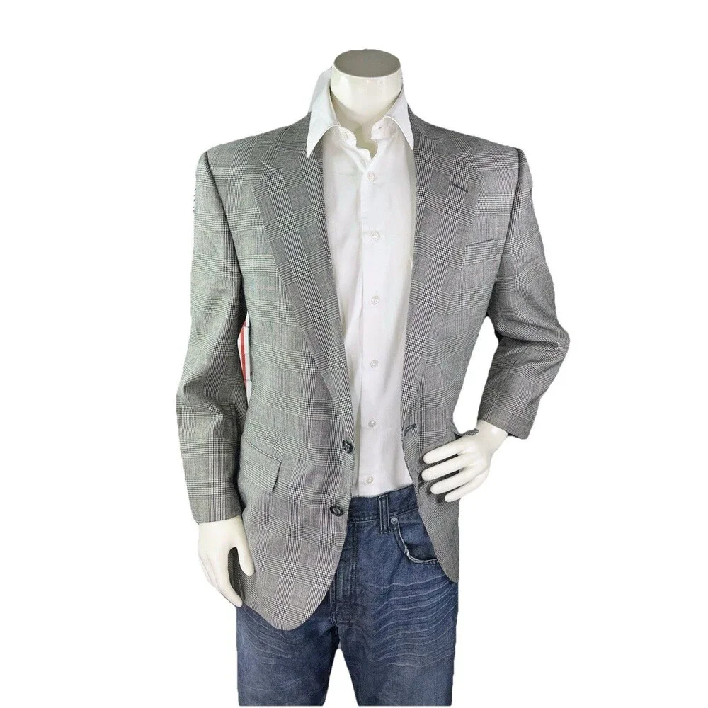 Vintage Bert Pulitzer Blazer Mens 40R Glen Plaid Sport Coat Jacket Made in USA